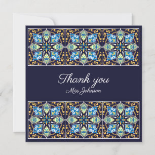 Thank you customisable blue Azulejos