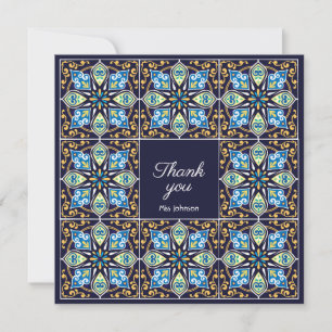 Thank you customisable blue Azulejos