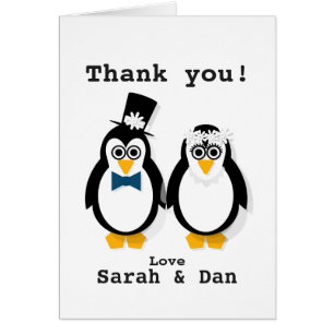 "Thank You!" Customisable Penguin Wedding Card