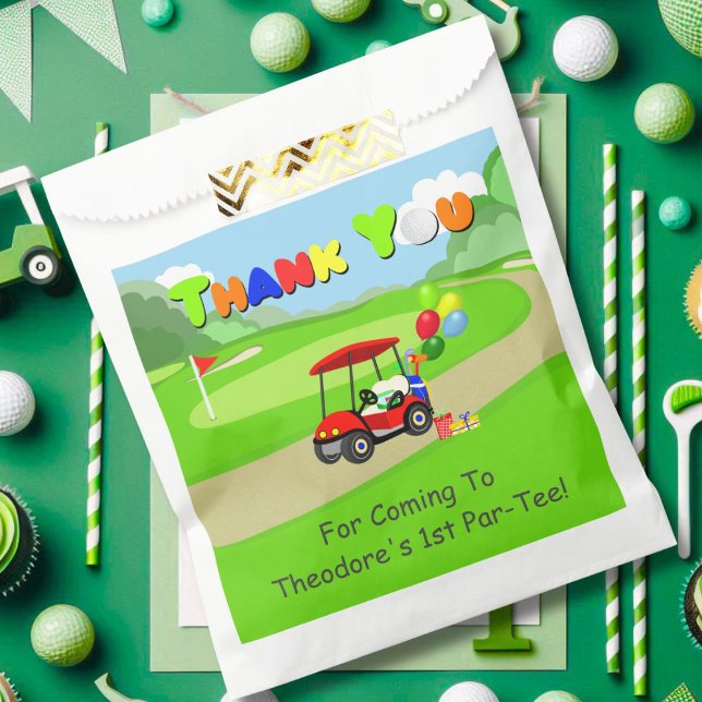 Thank You Cute 1st Birthday Red Golf Cart Boy's Favour Bags (Creator Uploaded)