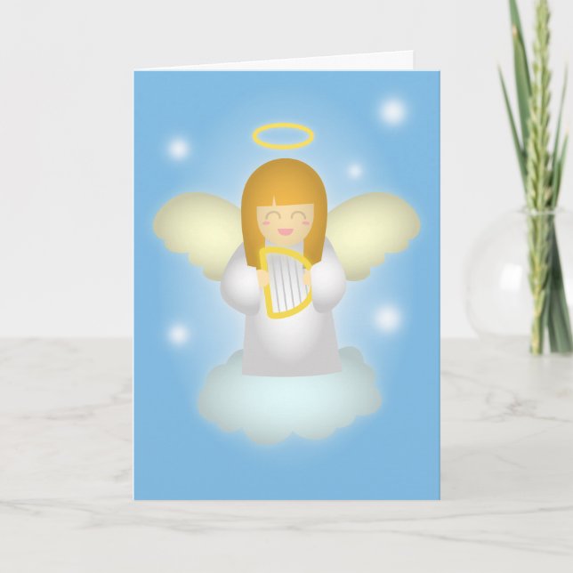Thank you, Cute and Happy Guardian Angel You Card (Front)