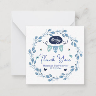 thank you cute baby shower blue botanical stylish card