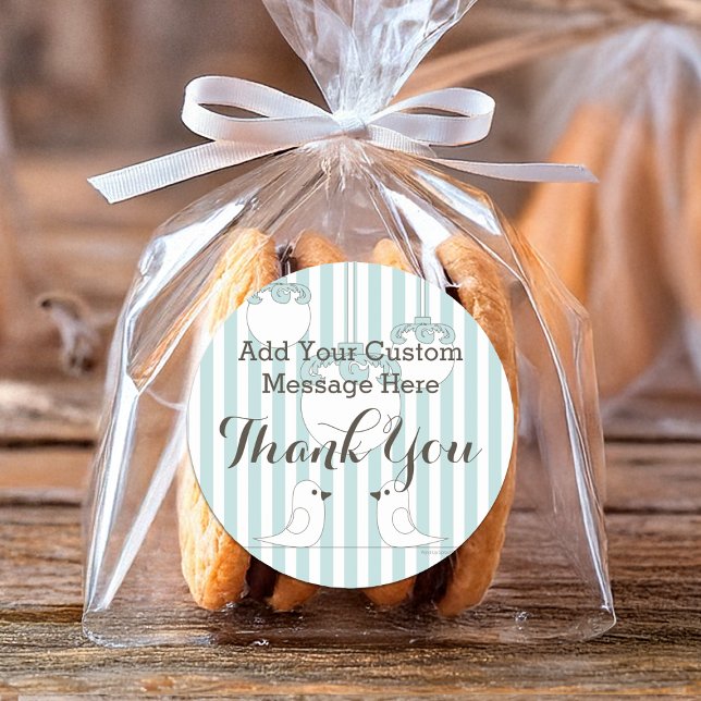 Thank You Cute Birds Baby Shower / Birthday Favour Classic Round Sticker (Creator Uploaded)