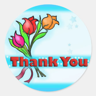 THANK YOU cute cartoon flowers stickers