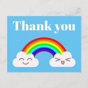 Thank You Cute Clouds and a Rainbow Postcard
