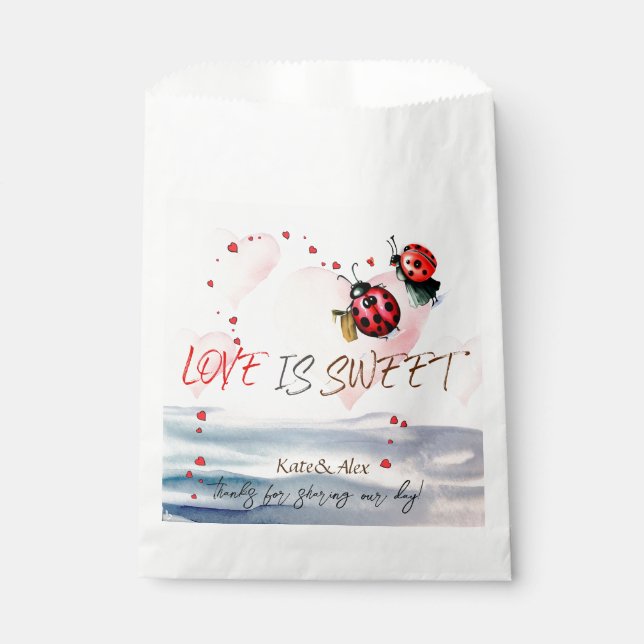 Thank You, Cute Couple, Love is Sweet Wedding Favour Bags (Front)