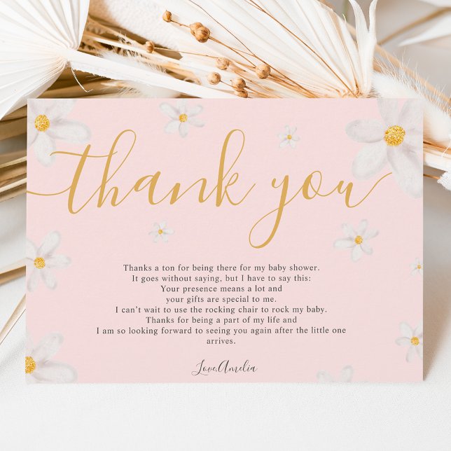 Thank you cute daisy watercolor gold baby shower (Creator Uploaded)
