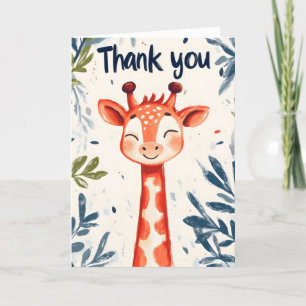 Thank You Cute Giraffe Animal Holiday Card