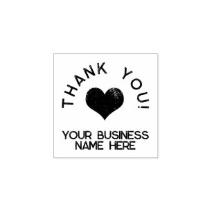 Thank you Cute Heart Business Logo Rubber Stamp