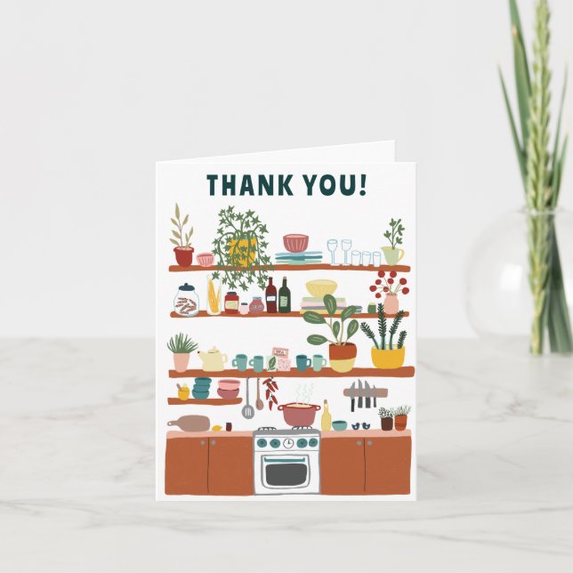 THANK YOU Cute Kitchen Illustration Custom Card (Front)
