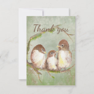 Thank You Cute Little Bird Family Animal Art