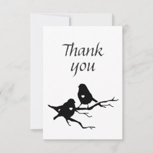 Thank You Cute Little Bird Silhouette on Branch Card