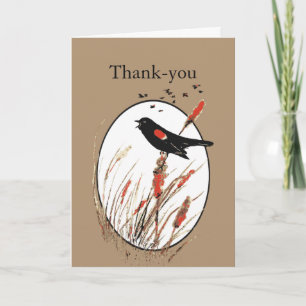 Thank You Cute Little Red-Winged Blackbird Bird Card