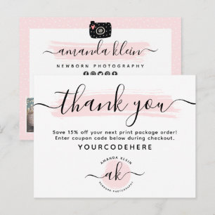 Thank You Cute Minimalist Photography Logo 4-Photo Postcard