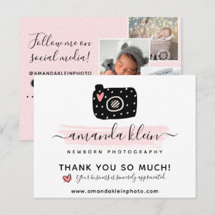Thank You Cute Minimalist Photography Logo 4-Photo Postcard