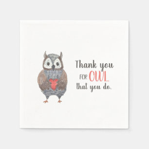 Thank You Cute Owl Napkin