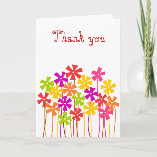 Thank you Cute pink yellow orange simple flowers (Front)