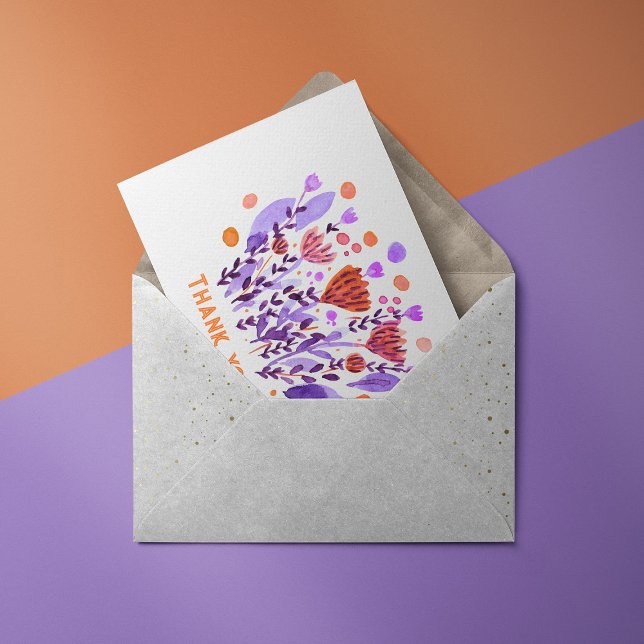 Thank you Cute retro doodle flowers Postcard (Creator Uploaded)