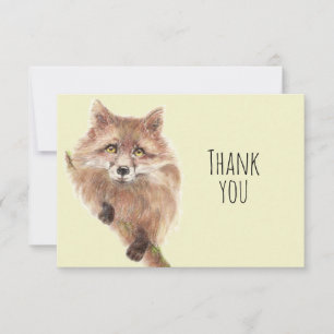 Thank You Cute Watercolor Fox Animal Art Nature Card