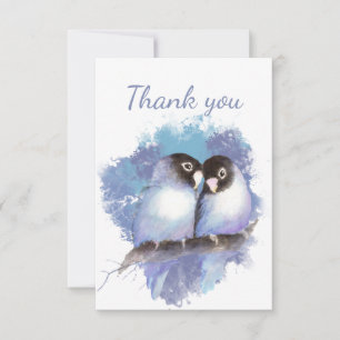 Thank You Cute Watercolor Lovebirds Garden Bird