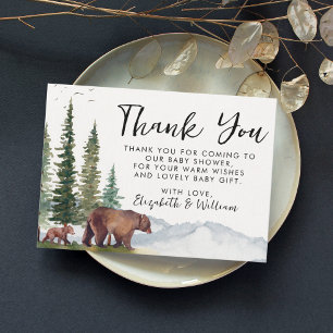 Thank You Cute Woodland Bear Baby Shower Card