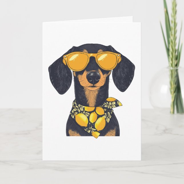 Thank You Dachshund Dog Sunglasses Lemons Card (Front)