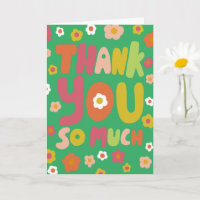 THANK YOU Daisies Colourful Curvy Bubble Letters