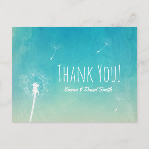 Thank You Dandelion Blowing Elegant Watercolor Postcard