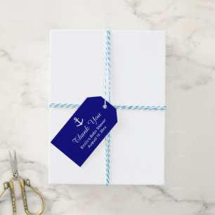 Thank You Dark Blue and White Nautical Baby Shower Gift Tags