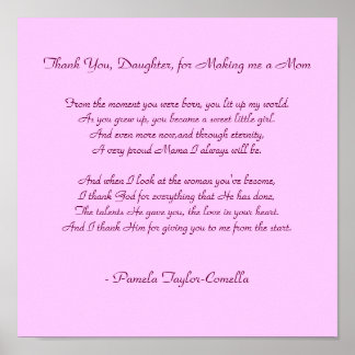 Thank You, Daughter, for Making me a Mum, From ... Poster