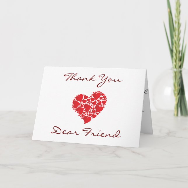 "THANK YOU" DEAR "FRIEND" WITH HEARTFELT MESSAGE THANK YOU CARD (Front)