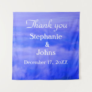 Thank You Deep Blue Cloud Art Abstract Wedding Tapestry
