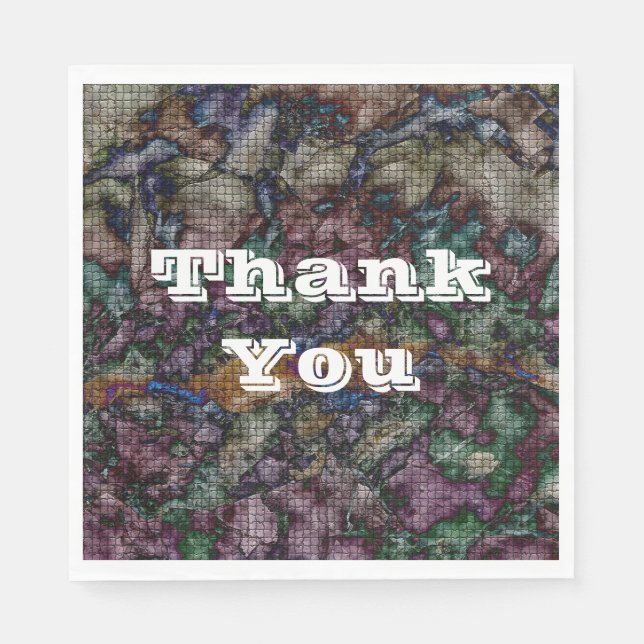 Thank You Deep Colour Tie-dye Tiled Appreciation Napkin (Front)