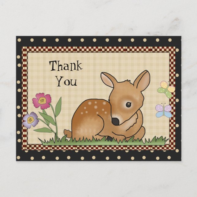 Thank You Deer cartoon postcard (Front)