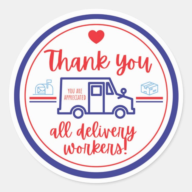 Thank You Delivery Workers STICKER (Front)