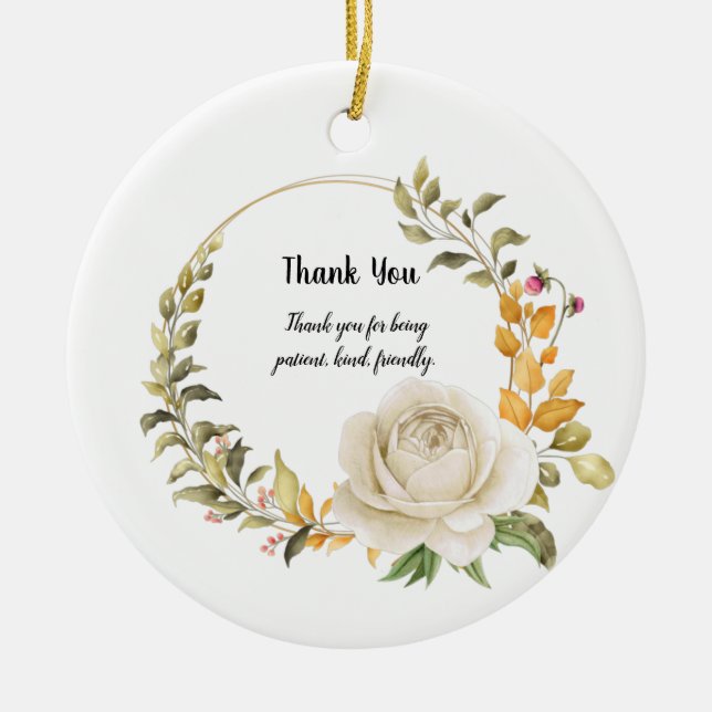 Thank You Design Ceramic Tree Decoration (Front)