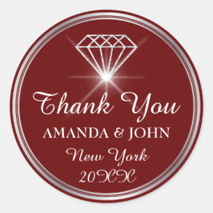 Thank You Diamond Name Wedding Bridal Sweet16th Classic Round Sticker