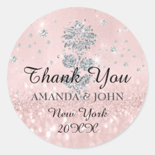Thank You Diamond Name Wedding Bridal Sweet16th Classic Round Sticker