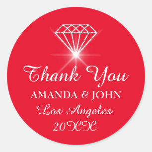 Thank You Diamond Name Wedding Bridal Sweet16th Classic Round Sticker