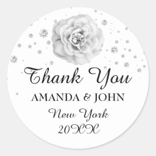 Thank You Diamond Name Wedding Bridal Sweet16th Classic Round Sticker