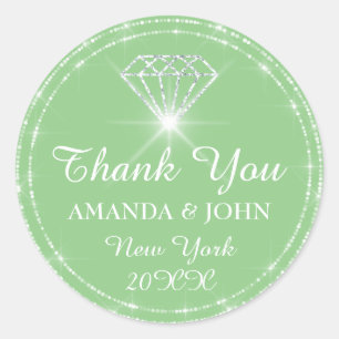 Thank You Diamond Name Wedding Bridal Sweet16th Classic Round Sticker