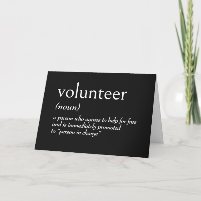 Thank You Dictionary Definition for VOLUNTEER Card (Front)