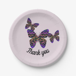 Thank You Dinner Colourful Butterflies Appreciatio Paper Plate