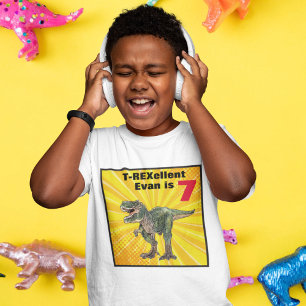 Thank you Dino T-Rex Dinosaur 7th Birthday Name   T-Shirt