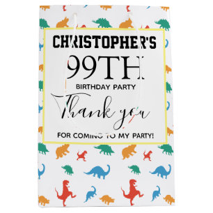 Thank you Dinosaur 1st Birthday Colorful Jurassic Medium Gift Bag