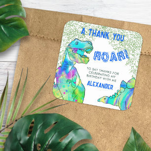Thank you dinosaur Colourful Square Sticker