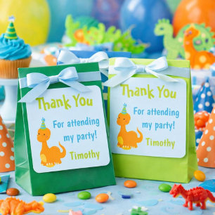 Thank You Dinosaur Party Favours Square Sticker
