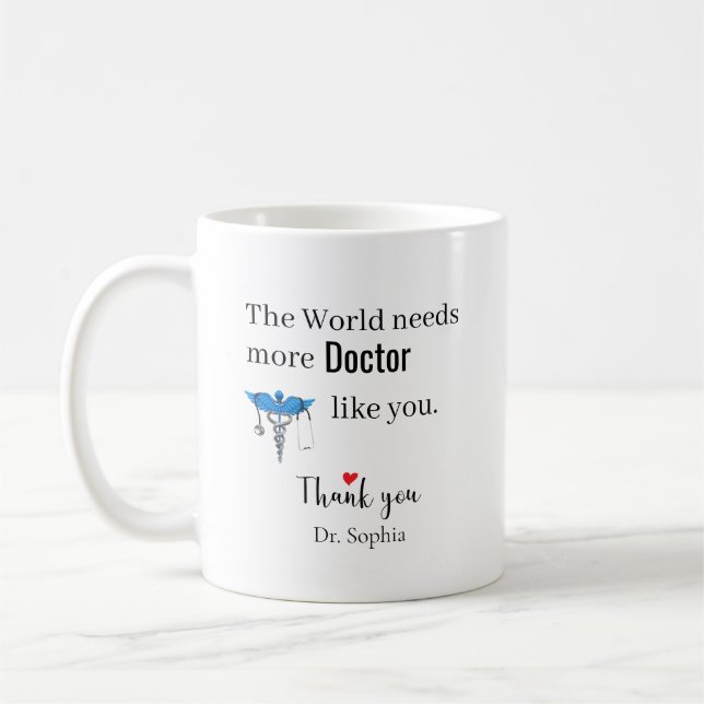 Thank You Doctor Gift Custom Name Coffee Mug (Left)