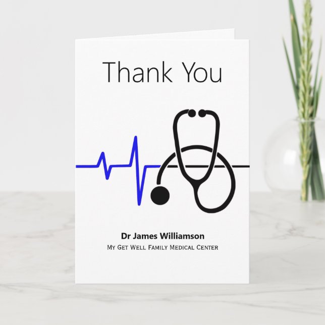 Thank You Doctor Heartbeat Stethoscope Card (Front)