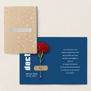 Thank You, Doctor. Red Carnation Luxury Foil Card
